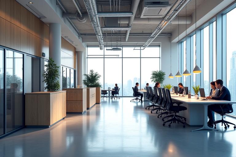 Ruang kerja pejabat yang moden dan terbuka